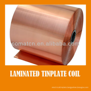 Golden color laminated varnish tinplate coil for metal can package